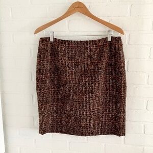Like new Jones&Co Mini skirt Tweed Pencil Lined Brown Cinnamon Rust 12 Petite